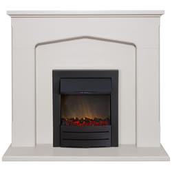 Adam Cotswold Fireplace Suite in Stone Effect with Colorado Electric Fire in Black, 48 Inch