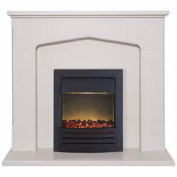 Adam Cotswold Fireplace Suite in Stone Effect with Eclipse Electric Fire in Black, 48 Inch