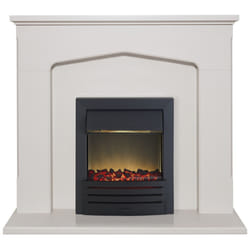 Adam Cotswold Fireplace Suite in Stone Effect with Eclipse Electric Fire in Black, 48 Inch