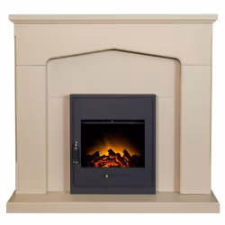 Adam Cotswold Fireplace Suite in Stone Effect with Oslo Electric Fire in Black, 48 Inch