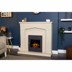 Adam Cotswold Fireplace Suite in Stone Effect with Oslo Electric Fire in Black, 48 Inch