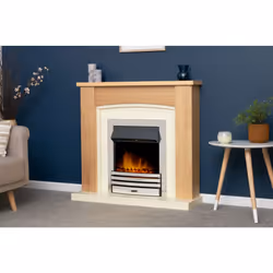 Adam Chilton Fireplace in Oak & Cream with Eclipse Electric Fire in Ch