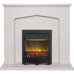 Adam Cotswold Fireplace Suite in Stone Effect with Blenheim Electric Fire in Black, 48 Inch