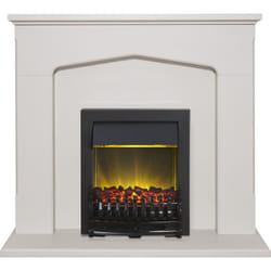 Adam Cotswold Fireplace Suite in Stone Effect with Blenheim Electric Fire in Black, 48 Inch