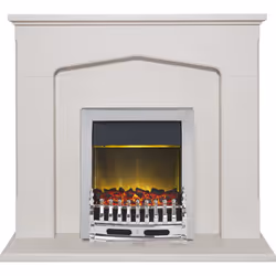 Adam Cotswold Fireplace Suite in Stone Effect with Blenheim Electric Fire in Chrome, 48 Inch