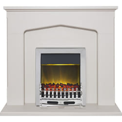 Adam Cotswold Fireplace Suite in Stone Effect with Blenheim Electric Fire in Chrome, 48 Inch
