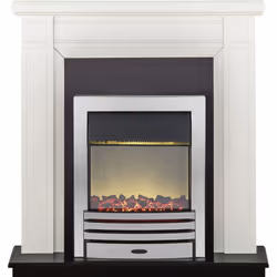 Adam Georgian Fireplace Suite in Pure White with Eclipse Electric Fire in Chrome, 39 Inch