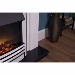 Adam Georgian Fireplace Suite in Pure White with Eclipse Electric Fire in Chrome, 39 Inch