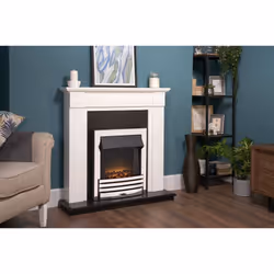 Adam Georgian Fireplace Suite in Pure White with Eclipse Electric Fire in Chrome, 39 Inch