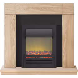 Adam Malmo Fireplace Suite in Oak with Eclipse Electric Fire in Black, 39 Inch