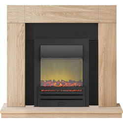 Adam Malmo Fireplace Suite in Oak with Eclipse Electric Fire in Black, 39 Inch