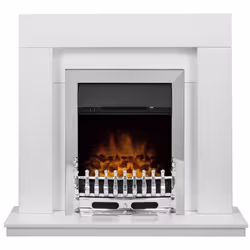 Adam Malmo in Pure White & Black/Pure White with Blenheim Electric Fire in Chrome, 39 Inch