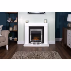Adam Malmo in Pure White & Black/Pure White with Blenheim Electric Fire in Chrome, 39 Inch