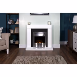 Adam Malmo in Pure White & Black/Pure White with Colorado Electric Fire in Brushed Steel, 39 Inch
