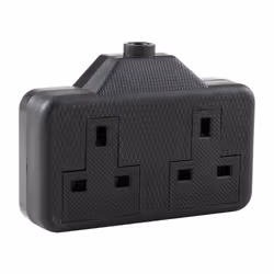 RTS2GB Extension Socket 2-Gang 13amp Rubber - Black