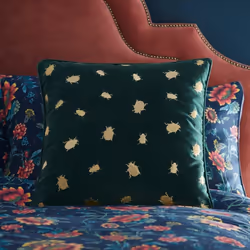 Wedgwood Firefly Emerald Plush Velvet Embroidered Feather Filled Cushion Sofa Bed Accessory 50x50cm