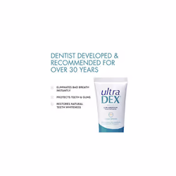 UltraDEX Low-Abrasion Toothpaste, Clinically Proven 12hr Bad Breath Treatment, Gentle & Non-Foaming, with Fluoride, Mint 6 X 75 ml, White