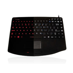 Accuratus AccuMed 540 V2 Backlit - USB Mini Sealed IP67, LED Red Backlit Antibacterial Clinical / Medical Keyboard with Large Touchpad