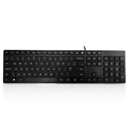 Accuratus 301 - USB Full Size Super Slim Multimedia Keyboard with Square Modern Keys in Black - UK English Layout