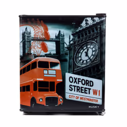 If you are looking to buy a drinks chiller. the Husky EL195 London mini fridge truly strikes a patriotic note. depicting some ...