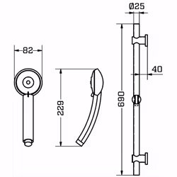 Shower Head & Slide Riser Rail Bracket Kit With Soap Dish