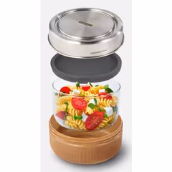 black+blum GR-LB-L014 lunch box Lunch container 0.75 L Glass, Polypropylene (PP), Silicone, Stainless steel, Wood Almond 1 pc(s)