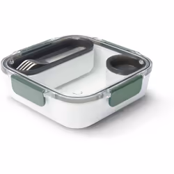 Black+Blum | BPA-Free, Leak-Proof Microwave Safe Bento Box Style Compartment Food Container, with Stainless-Steel Fork, Olive ...