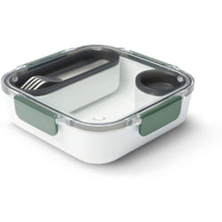 Black+Blum | BPA-Free, Leak-Proof Microwave Safe Bento Box Style Compartment Food Container, with Stainless-Steel Fork, Olive, 1000 ml/ 34f l oz