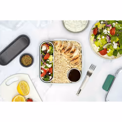 Black+Blum | BPA-Free, Leak-Proof Microwave Safe Bento Box Style Compartment Food Container, with Stainless-Steel Fork, Olive, 1000 ml/ 34f l oz
