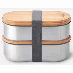 black+blum BAM-BT-L016, Box, Oval, 0.5 L, Bamboo, Stainless steel, Bamboo, Silicone, Stainless steel, Bamboo