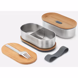 black+blum BAM-BT-L016 food storage container Oval Box 0.5 L Bamboo, Stainless steel 2 pc(s)
