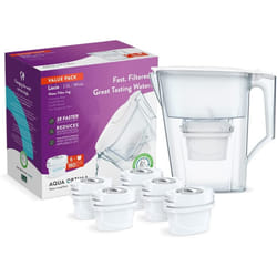 Aqua Optima Oria Liscia Filter Jug & 6 x 30 Day Evolve+ Water Filter Cartridges, 2.5 Litre Capacity, for Reduction of...