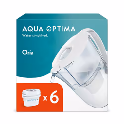 Aqua Optima Water Filter Jug Oria 2.8 Litre & 6 Evolve+ Filters (6 Month Pack)