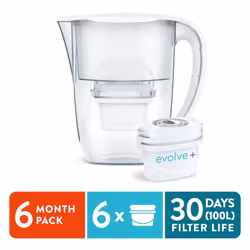 Aqua Optima Water Filter Jug  Oria 2.8 Litre & 6 Evolve+ Filters (6 Month Pack)
