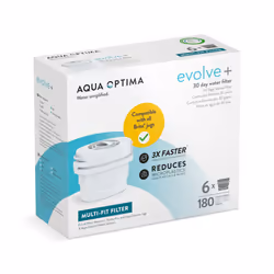 Aqua Optima Water Filter Evolve+ 6 pack (6 Months Supply), Brita Compatible
