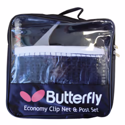 Butterfly Economy Table Tennis Clip Net & Post Set - 6ft Nylon - String Tension