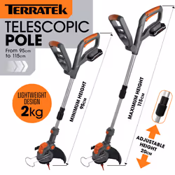 Terratek 20V Cordless Grass Strimmer | Lightweight Trimmer with 30 Spare Blades