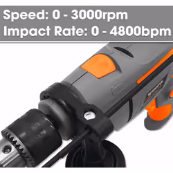 Terratek 35pcs 810W Hammer Drill Power Impact Drill Heavy Duty Variable Speed 1/2-Inch(13 mm) Keyed Chuck