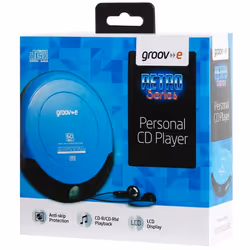 Groov-e Retro Series Personal CD Player with Earphones - Blue (GVPS110BE)