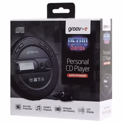Groov-e Retro Series Personal CD Player + Radio MP3 Playback and Earphones - Black
