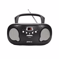 Groov-e Original Boombox Portable CD Player with AM/FM Radio and 3.5mm Aux-In GVPS733 - Black