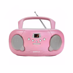 Groov-e Original Boombox Portable CD Player with AM/FM Radio and 3.5mm Aux-In GVPS733 - Pink