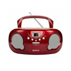 Groov-e Original Boombox Portable CD Player with AM/FM Radio and 3.5mm Aux-In GVPS733 - Red