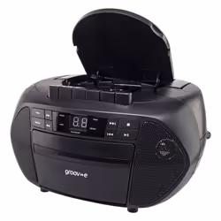 Traditional Boombox Portable CD & Cassette Player with Radio - Black