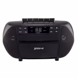 Traditional Boombox Portable CD & Cassette Player with Radio - Black