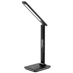 Ares Desk LED Lamp with Wireless Charging Pad & Clock - Black