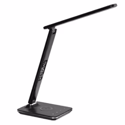 Ares Desk LED Lamp with Wireless Charging Pad & Clock - Black