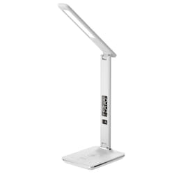 Ares Desk LED Lamp with Wireless Charging Pad & Clock - White