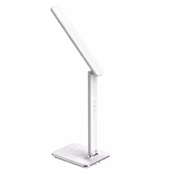 Ares Desk LED Lamp with Wireless Charging Pad & Clock - White