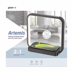 Artemis LED Touch Lamp with Wireless Charging Pad - Black